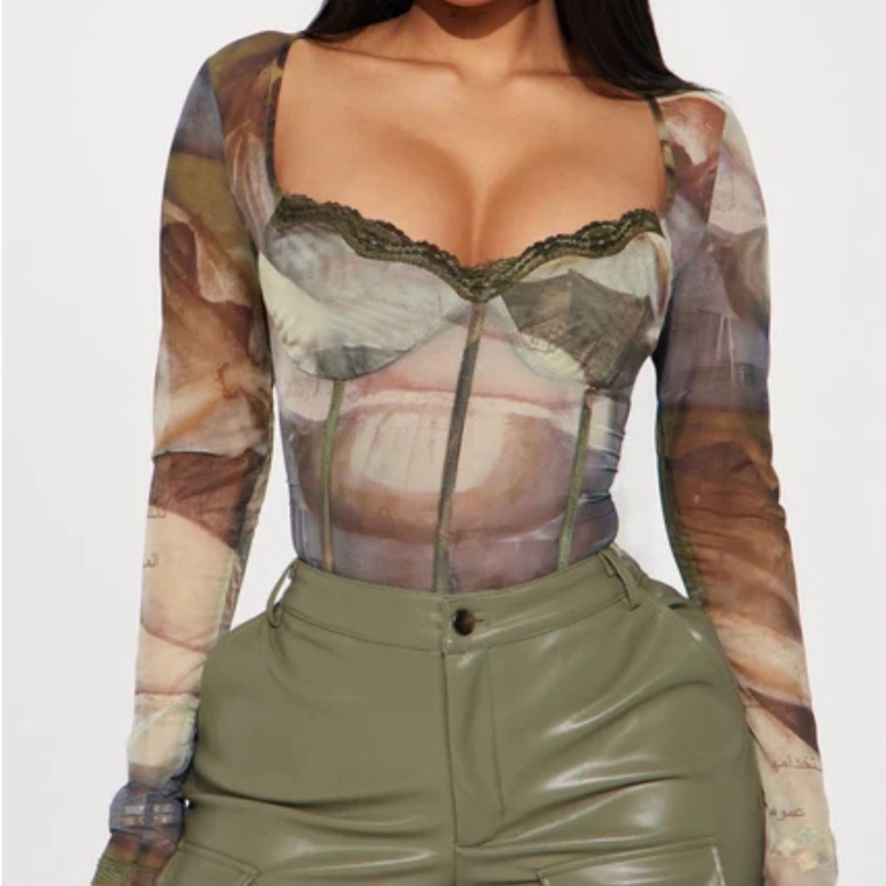 Midnight Fantasy Mesh Bodysuit - Green/combo